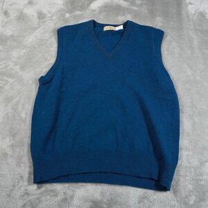 Vintage LL Bean Lambswool Sweater Men Large Pullover Scotland Sleeveless V Neck